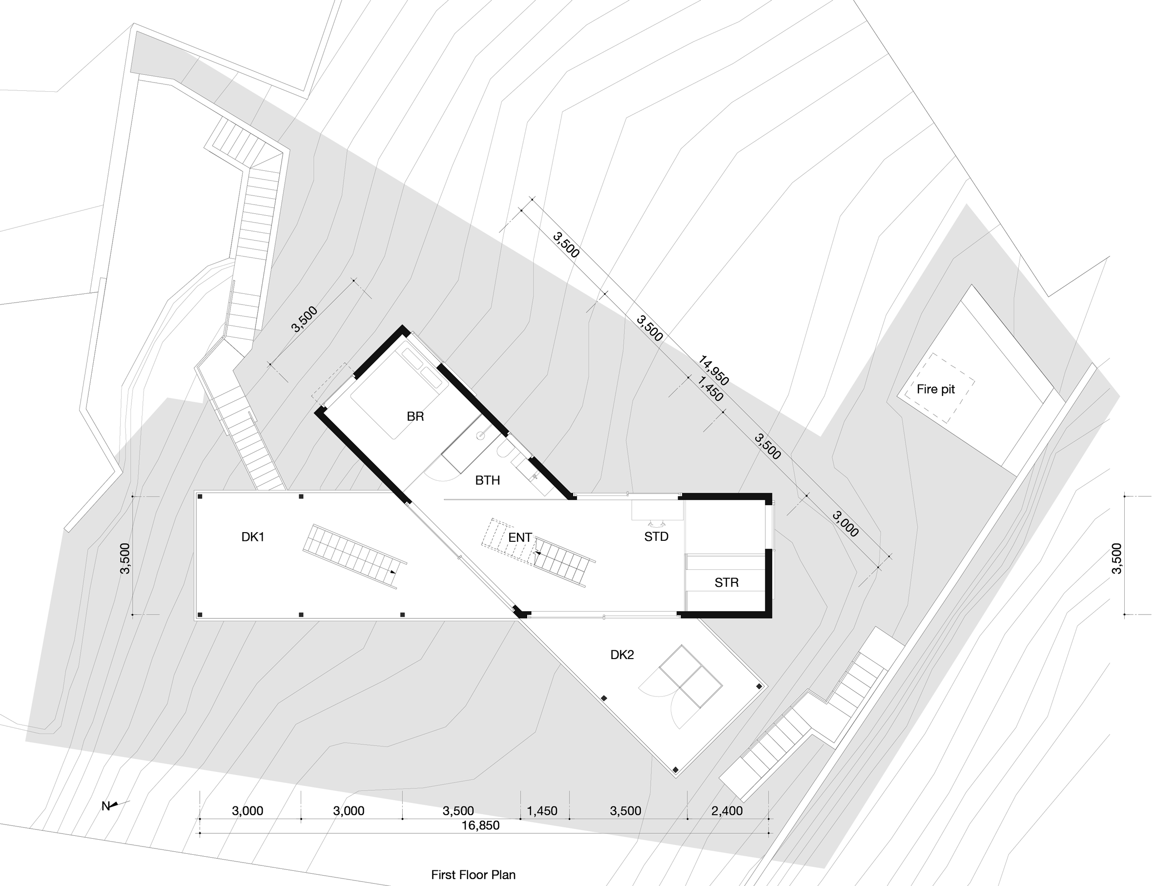 Plan of House in Hamilton by Tato Architects in Queenslander style.