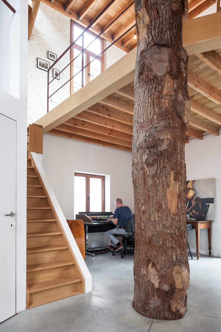 Atelier Vens Vanbelle build pentagonal house around an oak tree trunk