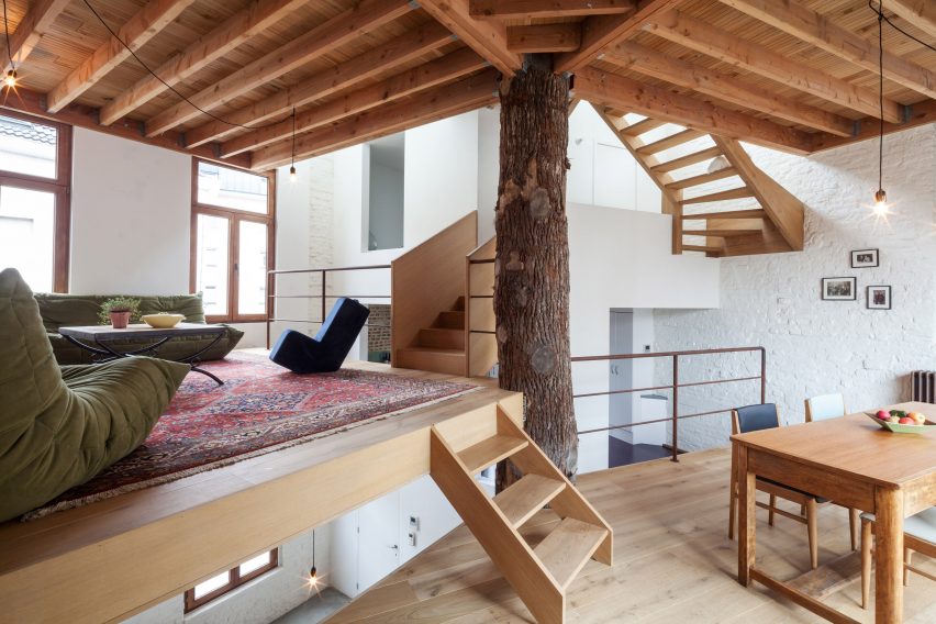Atelier Vens Vanbelle build pentagonal house around an oak tree trunk