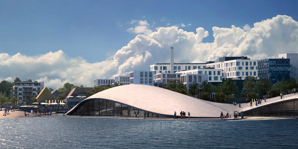 Haptic unveils plans for domed aquarium on former airport site in Oslo