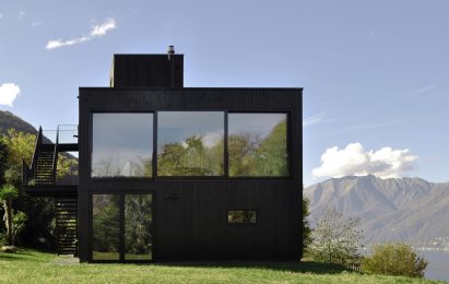 THEWOODBUILDING is a prefabricated wooden holiday home clad in charred timber boards by designers Nicole Lachelle and Christian Niessen