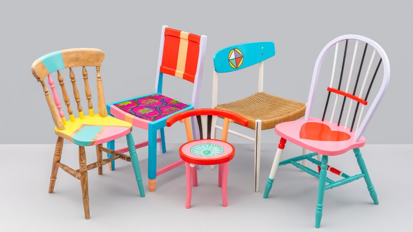 Yinka Ilori teams up with recovering addicts to create range of colourful chairs