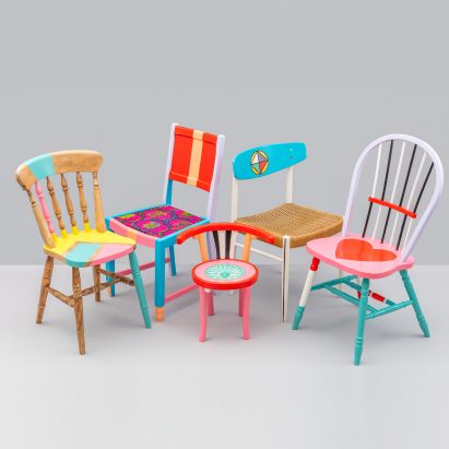 Yinka Ilori teams up with recovering addicts to create range of colourful chairs