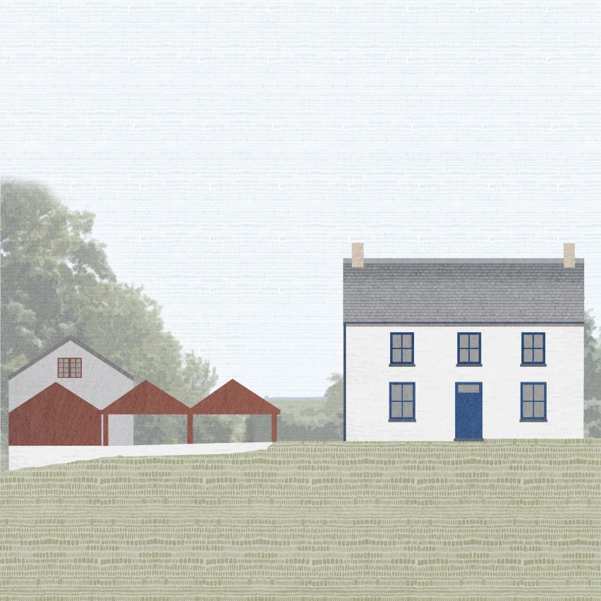 Rural Office for Architecture adds row of red gabled sheds to rural Welsh property