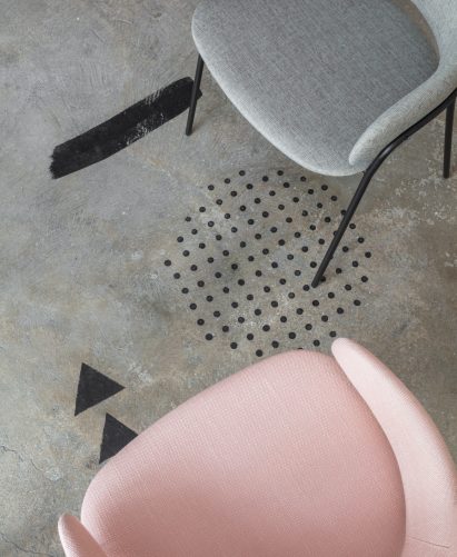 The smooth surface and soft-pink hue of a newly plastered wall provided the starting point for the design of communal spaces at this new creative hub in east London by local studio Sella Concept.