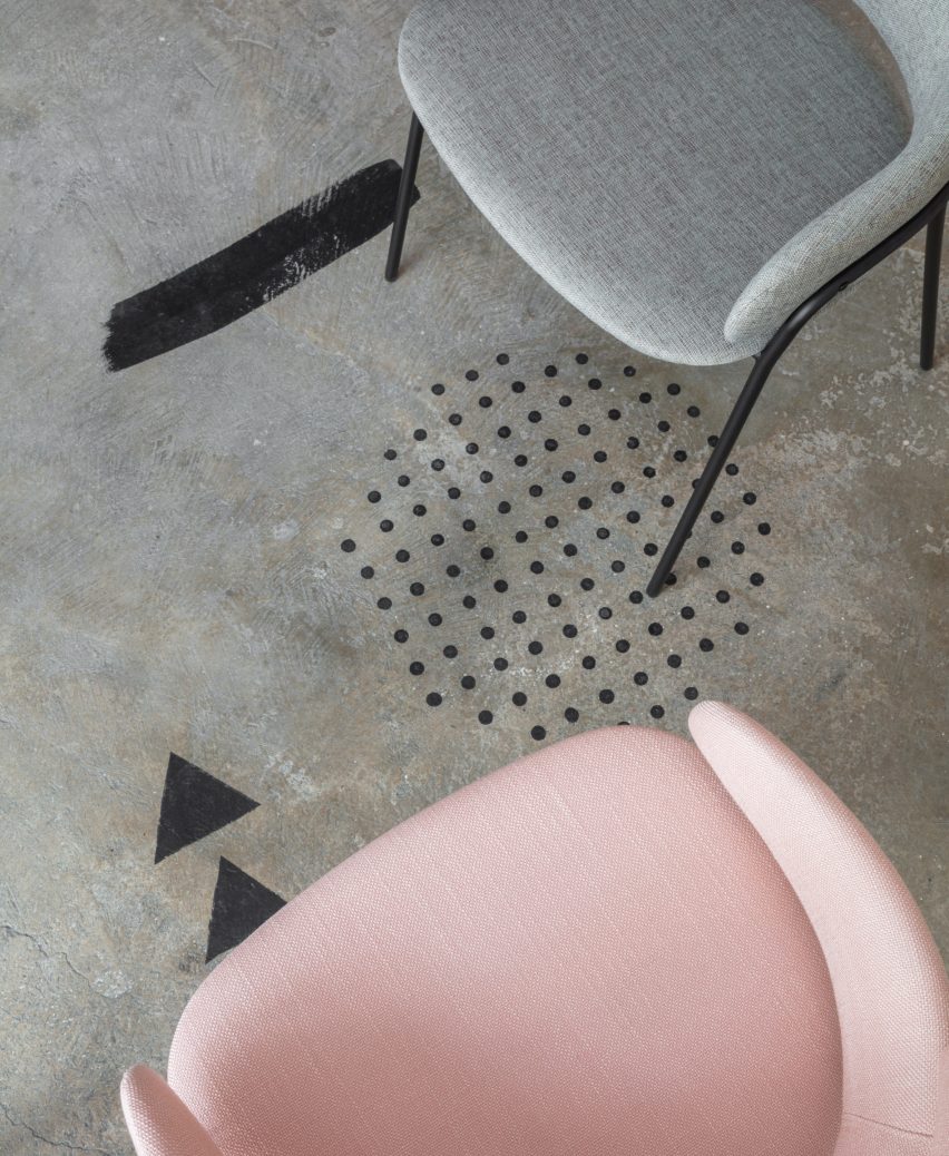 The smooth surface and soft-pink hue of a newly plastered wall provided the starting point for the design of communal spaces at this new creative hub in east London by local studio Sella Concept.