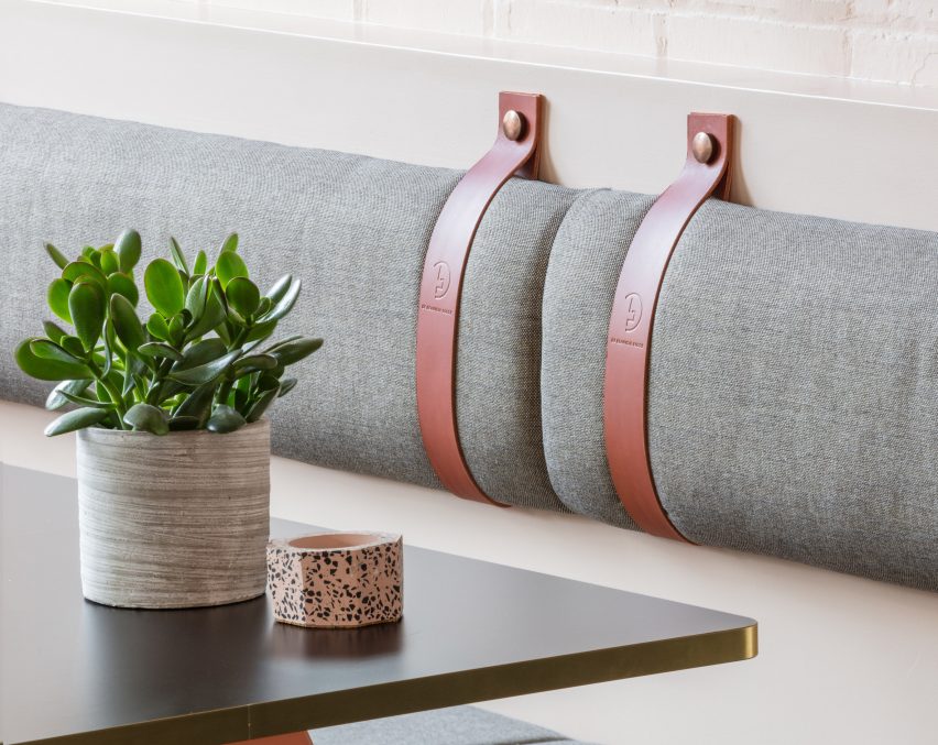 The smooth surface and soft-pink hue of a newly plastered wall provided the starting point for the design of communal spaces at this new creative hub in east London by local studio Sella Concept.