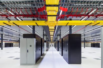 Benthem Crouwel adds stripy tower surrounded by a moat to Amsterdam data centre