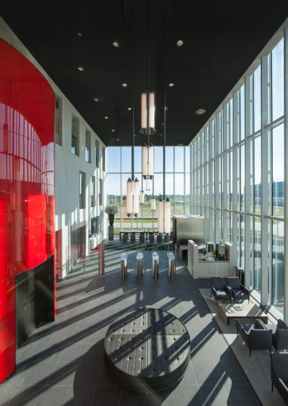 Benthem Crouwel adds stripy tower surrounded by a moat to Amsterdam data centre