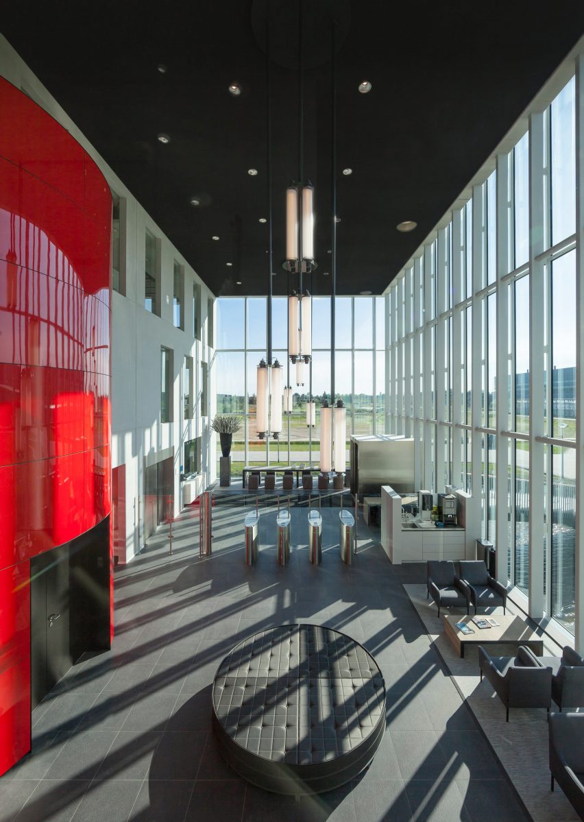 Benthem Crouwel adds stripy tower surrounded by a moat to Amsterdam data centre