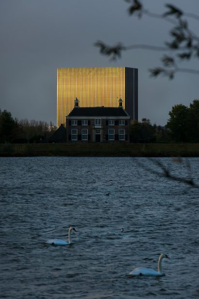 Benthem Crouwel adds stripy tower surrounded by a moat to Amsterdam data centre