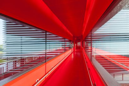 Benthem Crouwel adds stripy tower surrounded by a moat to Amsterdam data centre