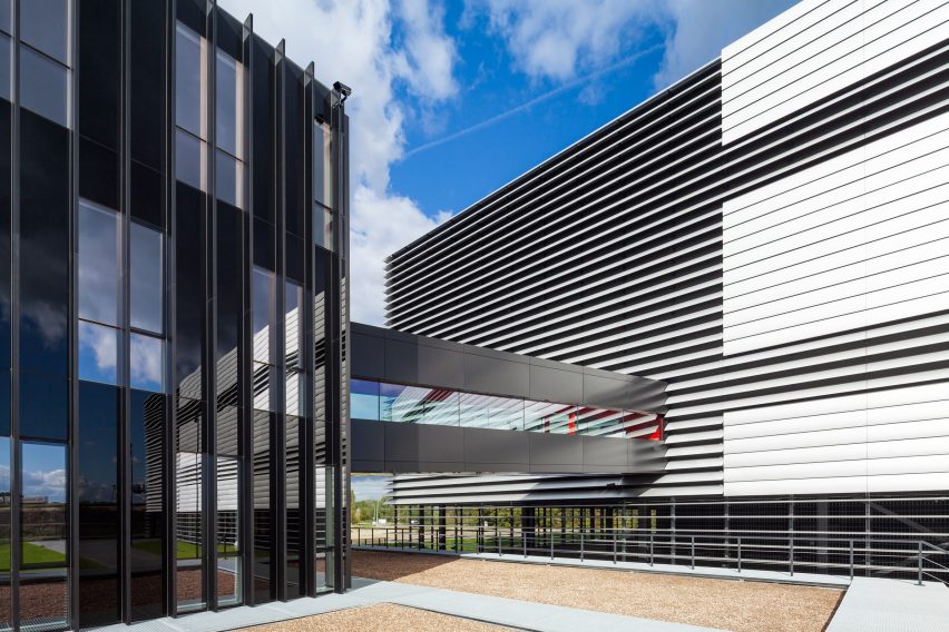 Benthem Crouwel adds stripy tower surrounded by a moat to Amsterdam data centre