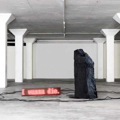 Design Academy Eindhoven graduate Fujita Keisuke has made an installation that uses real-time suicide Tweets to send mechanical signals across to a block of solid carbon