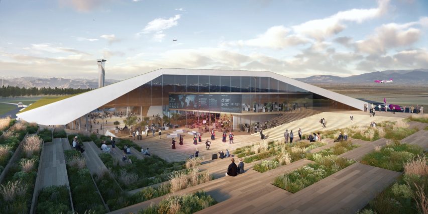 UNStudio's Kutaisi airport extension features an open air rooftop plaza