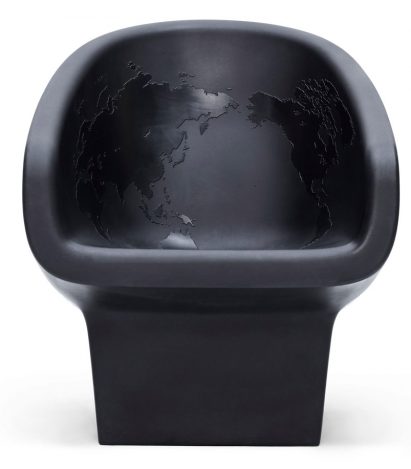 Skull-shaped Jolly Roger armchair designed by Fabio Novembre for Italian brand Gufram