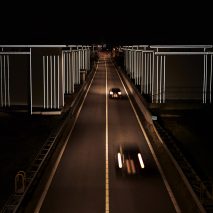 Daan Roosegaarde’s installation lights up flood defences in this one-minute movie