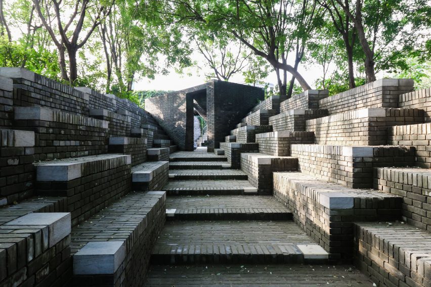 Dong Yugan uses brick to form sculptural surfaces and playful structures at Red Brick Art Museum