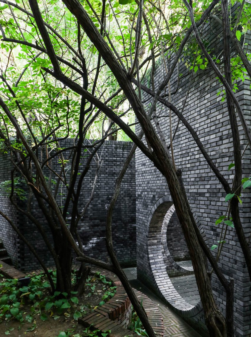 Dong Yugan uses brick to form sculptural surfaces and playful structures at Red Brick Art Museum