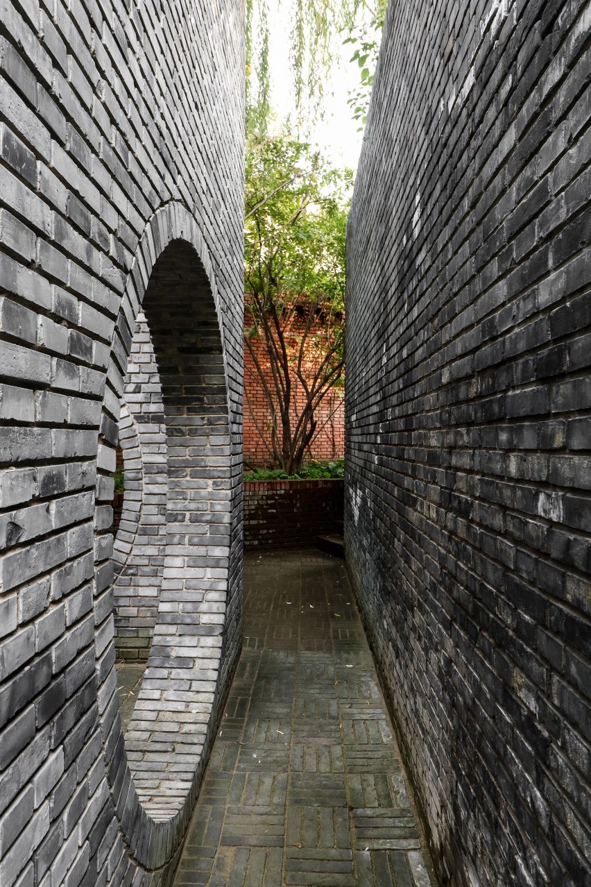 Dong Yugan uses brick to form sculptural surfaces and playful structures at Red Brick Art Museum