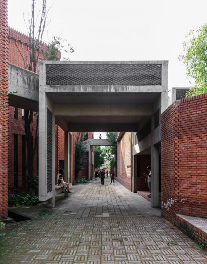 Dong Yugan uses brick to form sculptural surfaces and playful structures at Red Brick Art Museum