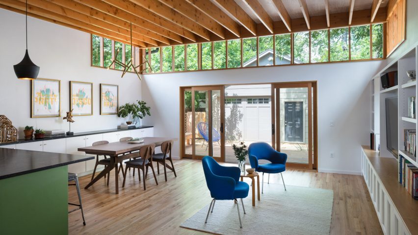 New roof and clerestories bring light into renovated Texas bungalow by Murray Legge Architecture