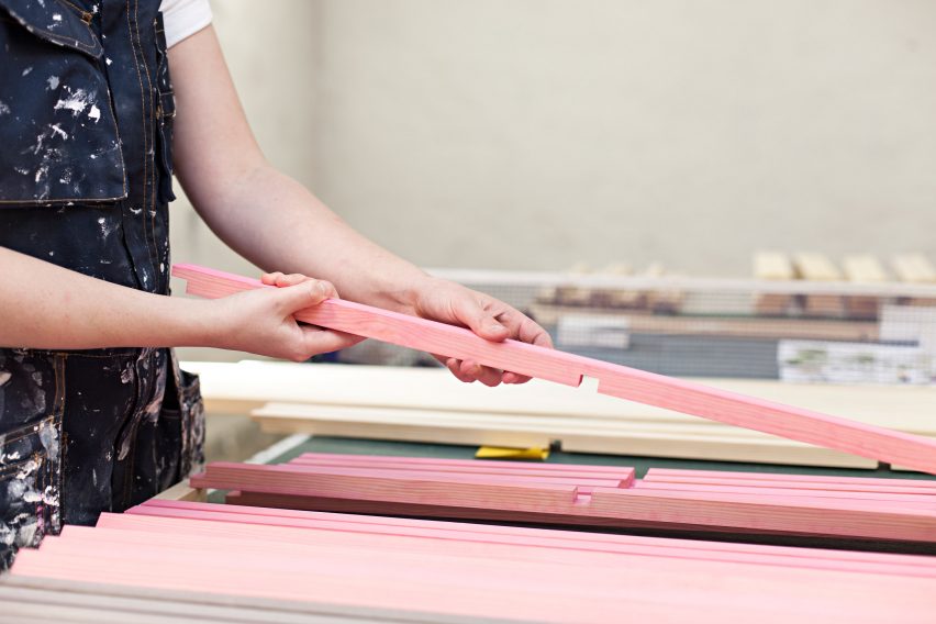 Stoft studio's Whittle Away cabinets peel away over time to reveal colourful panels underneath