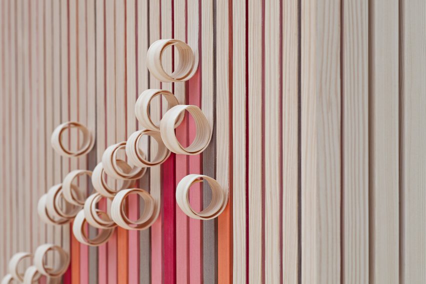 Stoft studio's Whittle Away cabinets peel away over time to reveal colourful panels underneath