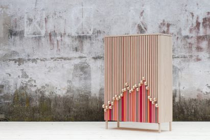 Stoft studio's Whittle Away cabinets peel away over time to reveal colourful panels underneath