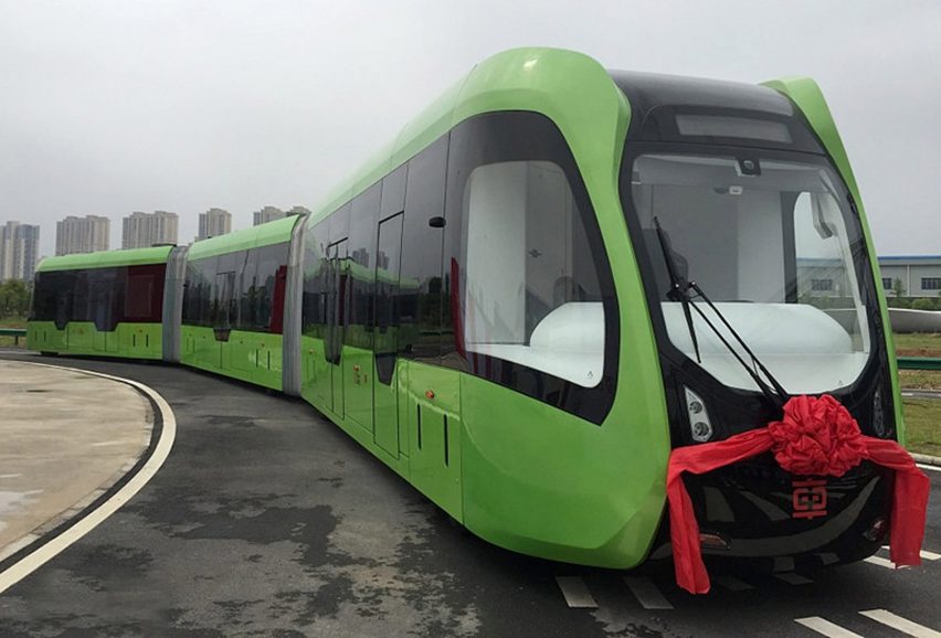 "World's first" driverless, trackless train is launched in China