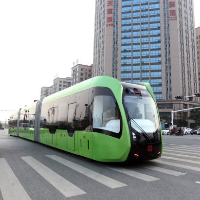 "World's first" driverless, trackless train is launched in China