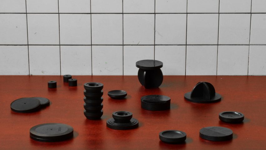 Animal blood used by Basse Stittgen to create series of small objects
