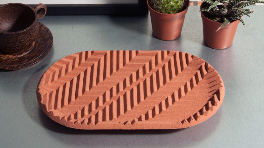 Phil Cuttance uses Jesmonite to create patterned Herringbone objects