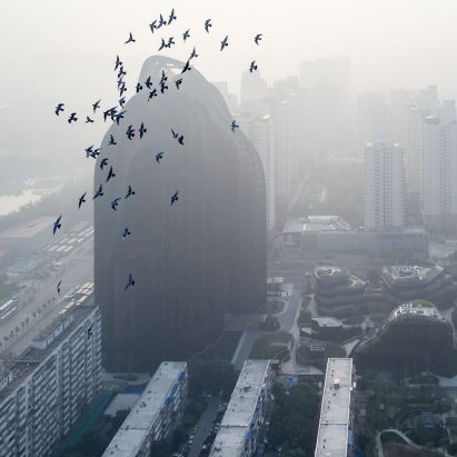 Iwan Baan photographs MAD’s Chaoyang Park Plaza in the Beijing haze