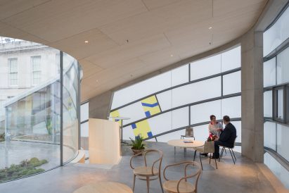 Interior of Maggie's Centre Barts by Steven Holl commissioned by Laura Lee