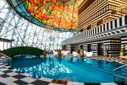 Pool area at the Mondrian hotel in Qatar