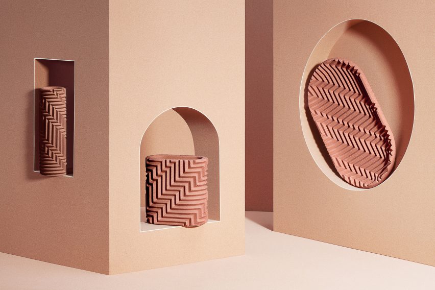 Phill Cuttance adds to his collection of Jesmonite herringbone objects