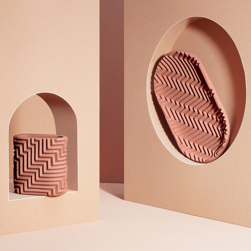 Phill Cuttance adds to his collection of Jesmonite herringbone objects