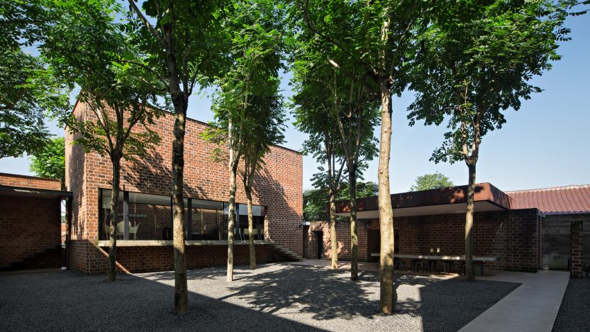 Studio Air Putih combines brick with rusted steel and concrete at Jakarta offices