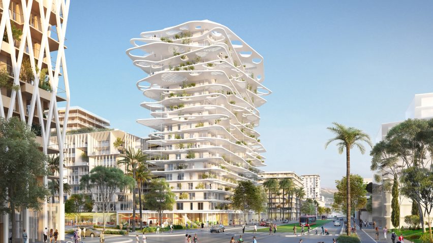 Sou Fujimoto designs tower with wavy canopies and verdant balconies for new development in Nice