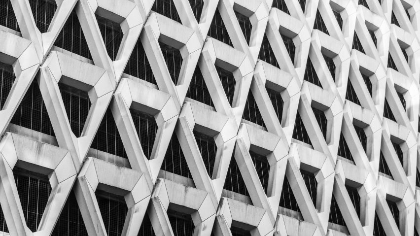 Brutalist-inspired wallpaper range features Welbeck Street car park and Rio de Janeiro cathedral