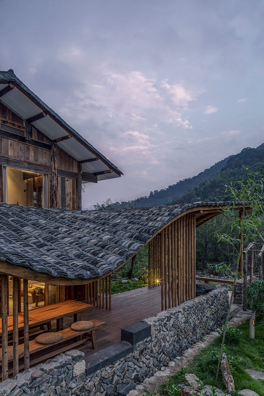 Springingstream guesthouse's wavy tiled roof is based on the outline of surrounding mountains