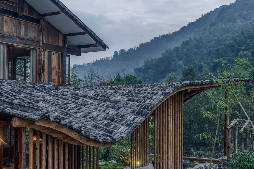Springingstream guesthouse's wavy tiled roof is based on the outline of surrounding mountains