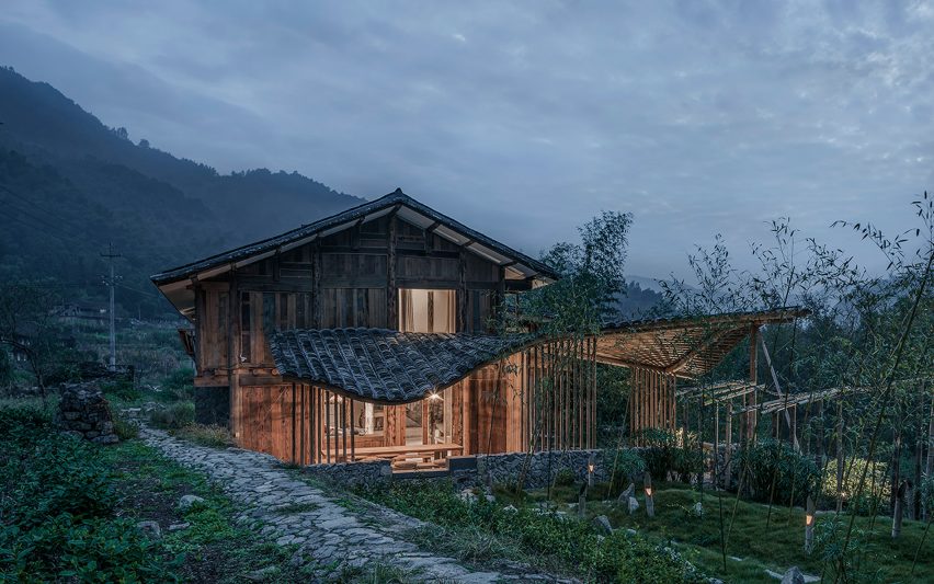 Springingstream guesthouse's wavy tiled roof is based on the outline of surrounding mountains