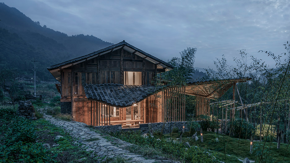 Springingstream guesthouse's wavy tiled roof is based on the outline of surrounding mountains