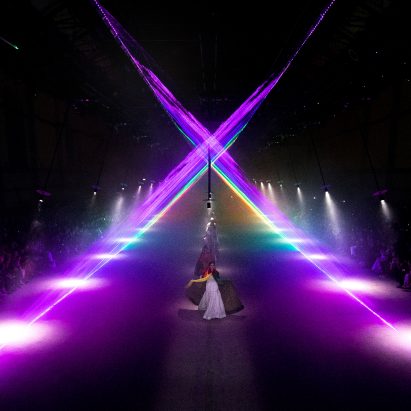 United Visual Artists creates prismatic light installation for Burberry catwalk show