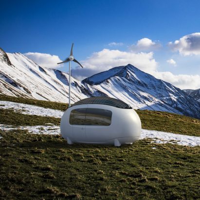 Egg-shaped micro home allows inhabitants to live off-grid