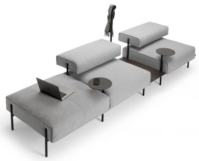 Lucy Kurrein's modular sofa "rejects the conventional working environment"