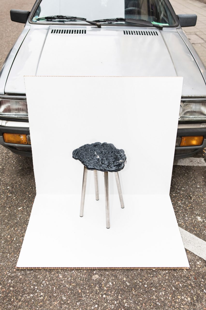 A group of four German designers have turned the oddly-shaped plates of raw plastic that pour out of injection moulding machines during production, into stool seats.