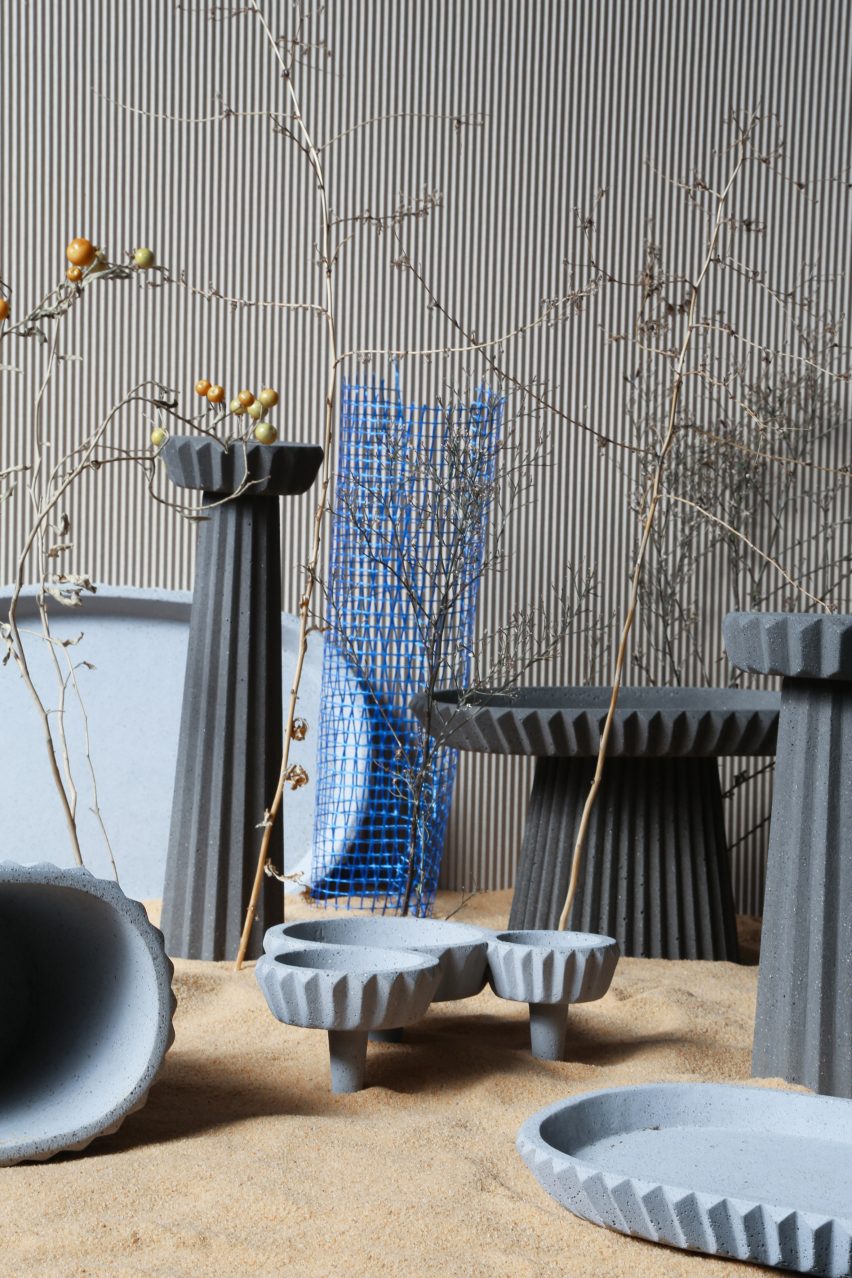 Gian Paolo Venier creates concrete tableware based on ancient Iranian architecture